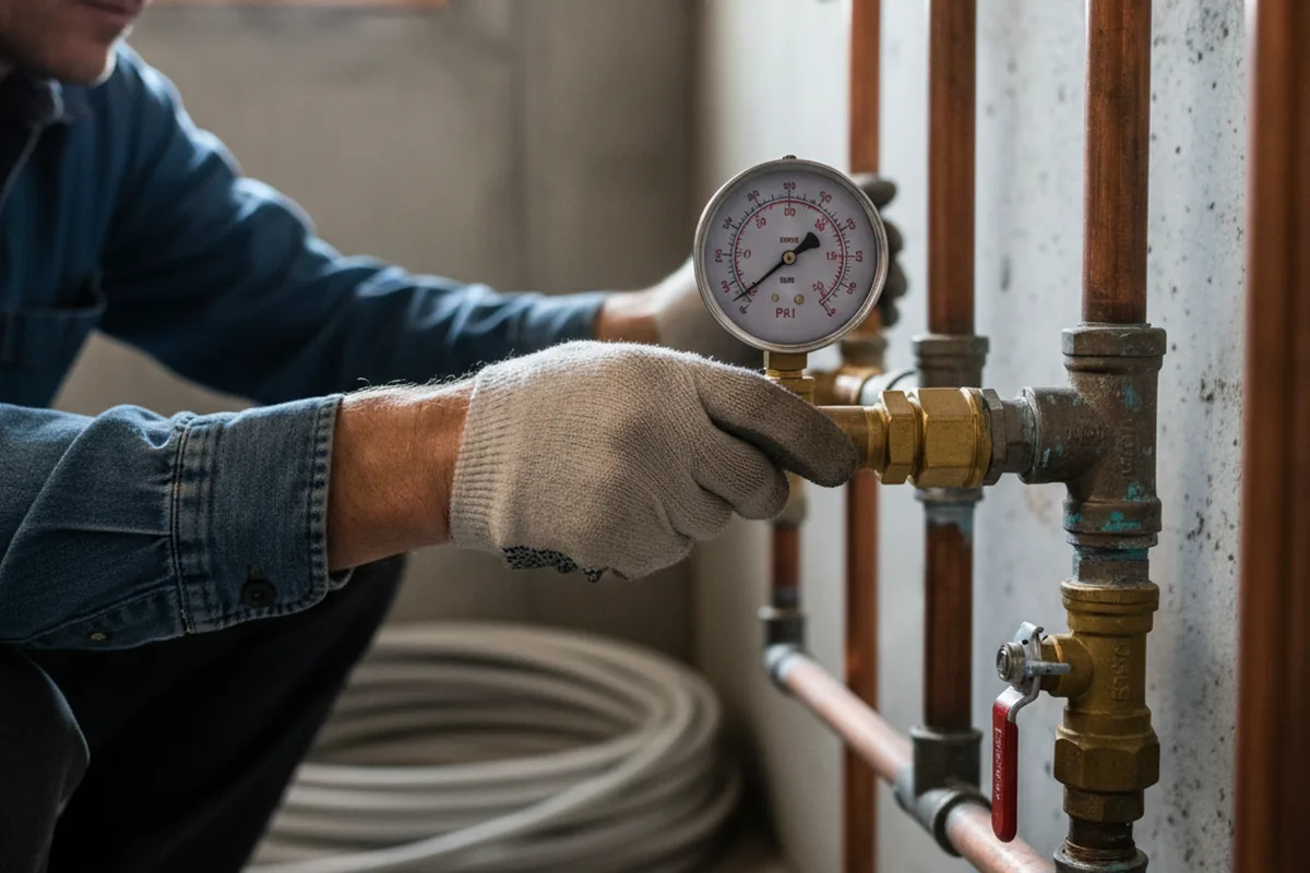 Pressure testing a repaired line during Water Line Repair in Sylvester